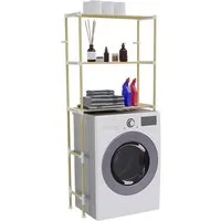 HAC24 Waschmaschinenumbauschrank Überbauregal Waschmaschine Trockner Waschmaschinenregal Holz Regal Kiefernholz Variable Böden