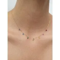 GOLDEN Choker Regenbogen Choker Halskette, Multi Farbe Stein Kette, bunte Edelstein
