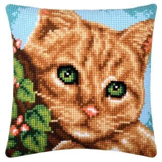 Kreuzstichkissen "Katze Green Eyes"
