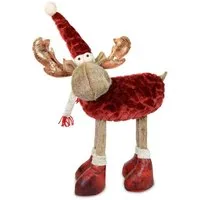 RIFFELMACHER & WEINBERGER Dekofigur Elch Rentier 38 x 48 cm 74706, Braun Rot Weihnachten