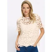 heine Klassische Bluse Spitzen-Bluse Kurzarm