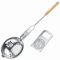Petromax Popcorn-Pfanne Popcornmaker Popcorn am Lagerfeuer + Flaschemöffner PCMAKER, Edelstahl (1-tlg), integrierte Siebsystem in der oberen Schale