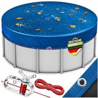 tillvex Pool-Abdeckplane tillvex® Premium Poolabdeckung rund mit Montageset, Solar Pool Abdeck (Abdeckung UV-beständig Schwimmbecken Schwimmbad, Solar Pool Abdeckplane mit 200g/m² Poolplane Rundpool), Premium Poolabdeckung rund mit Montageset für Som