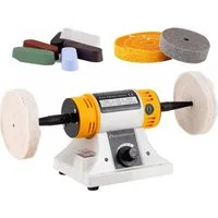 BAOSHISHAN Poliermaschine, 1750 min. U/min, 10000 max. U/min, (10 tlg), Poliergerät 1.750–10.000 U/min mit Gusseisenbasis und Doppelaufnahme