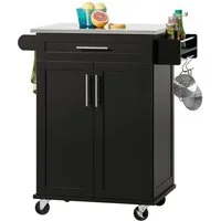 SoBuy Küchenwagen FKW110, Küchenregal Küchenwagen mit Arbeitsplatte Regal Küche, Servierwagen Beistellwagen Rollwagen mit Tür und Schublade