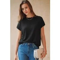 Arach&Cloz Kurzarmshirt Damen Leichter Kaschmir Pullover – Oversized Fit (1-tlg) Weich & Warm für Alltag & Freizeit