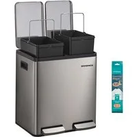 SONGMICS Mülleimer Abfalleimer 2 oder3 Fächer, Mülleimer 30L 54L 60L, Tretmülleimer Softclose-Deckel, herausnehmbare Inneneimer
