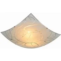 TRIO Leuchten LED Deckenleuchte, LED wechselbar, Warmweiß, Deckenschalen flach eckig Lampenschirm Milchglas mit Silber Weiß Ø40cm