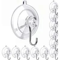FOUORTUNATE-BEE Handtuchhaken Saugnapf Haken 12er Set – Edelstahlhaken ohne Bohren, Transparente Saugnapfhaken für Bad, Küche & Glasflächen