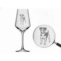 eXODA Weinglas Exoda Weinglas Jack Russel mit Gravur spülmaschinenfest, 1-tlg., Glas, Hund mit Leine