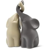 JASLIFE Dekoobjekt Elefantenpärchen, 2er Set, Keramik Deko – Tierfigur Elefant In Love (Dekofiguren-Set, 2-teiliges Set), Hochwertige Keramik, nordisches Design, harmonisches Elefantenpärchen