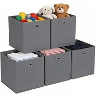 BlingBin Aufbewahrungsbox 5er Set Stoffboxen, Faltboxen aus Vliesstoff, Ordnungsboxen (Aufbewahrungskörbe mit Fingerloch, 5 St., 32 x 32 x 32 cm), Faltbox Organizer für Regale oder Schrank Regal Spind Einsatz Boxen