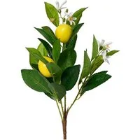 Kunstpflanze CITRON, Gelb, Grün, Kunststoff, Naturgetreu, Zitronenzweig, Kaemingk, Höhe 47,00 cm