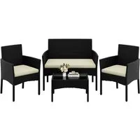 Yaheetech Balkonset Gartenmöbel-Set 4-er Set Rattanmöbel für 4 Personen, Gartengarnitur aus Zweisitzer-Sofa & 2 Einzelsofas & Kaffeetisch