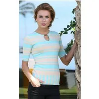 Passioni Kurzarmpullover mit Streifen