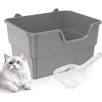 AmiCura Katzentoilette Offenes Katzenklo,extragroße Katzentoilette, mit hohen Seitenwänden, Mit Katzenstreuschaufel, Mehrzweck