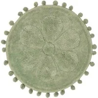 Homescapes Badematte Runde Badematte Blume, 60 cm – Badvorleger salbeigrün mit Pompons, Höhe 20 mm, 60 cm