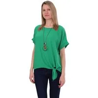 malito more than fashion Blusenshirt malito Damen Blusenshirt 10508 mit Bindeknoten und Kette Einheitsgröße