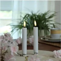 Adilina LED-Kerze LED Stabkerzen Tafelkerzen Dinner Spitzkerzen rustikal 16cm weiß 2St (2-tlg)