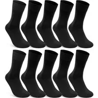 sockenkauf24 Gesundheitssocken 10 Paar Damen & Herren Socken 100% Baumwolle ohne Gummidruck (10 x Schwarz, 47-50) und ohne Naht - 10600