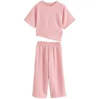 Next T-Shirt Asymmetrisches T-Shirt und weite Hose im Set (2-tlg)
