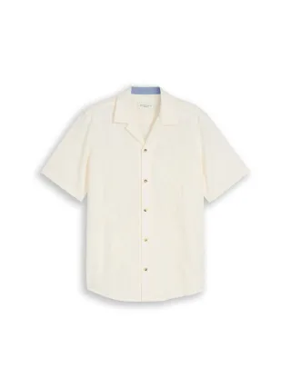Tom Tailor - Regular Fit Kurzarmhemd mit Stickerei gardenia white - Gr. - XXXL