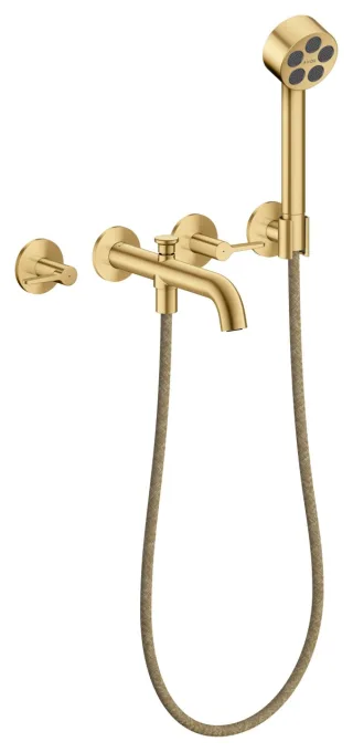 Hansgrohe 3-Loch Wannenarmatur AXOR One Unterputz Wandm.Handbrause Hebelgr.brushed gold optic, 4844 48444250