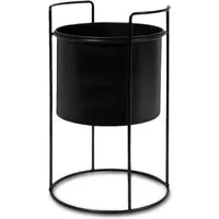 Spetebo Blumentopf Metall Blumentopf schwarz mit Gestell - 26 x 16 cm (Packung, 1 St., 1 tlg), Pflanzen Ständer rund mit Übertopf