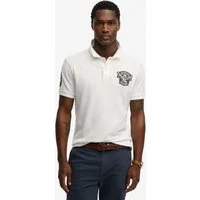 Superdry Poloshirt CREST POLO mit Markenlabel, aus Baumwolle, Relaxed Fit, bedruckte Optik