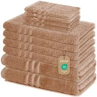 Lavea Handtuch Set Elena, Duschtücher, Handtücher, Gästetücher, Waschhandschuhe, 100% Baumwolle (Set, 10-St), Frottierserie, weich & saugstark, pflegeleicht, 500 g/m² Frottier