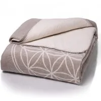 Wolldecke J2BG Kuscheldecke Baumwolle, Blume des Lebens Grau-Ecru, 150x200cm, Glart