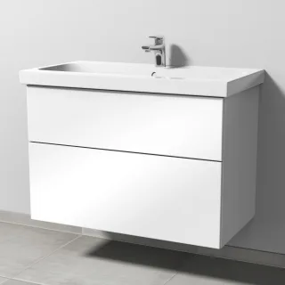 Sanipa 3way Waschtischunterbau zu Geberit iCon Light Waschtisch mit 2 Auszügen, Weiß-Glanz SF57578