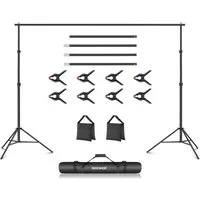 Neewer Hintergrundsystem NK-ST0204 Fotostudio Hintergrund Stützsysteme, 3m breit 2m hoch, Verstellbarer Hintergrundständer, 2 Sandsäcken, Tragetasche für Studio