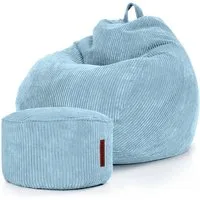 Green Bean Sitzsack XXL Sitzsack Scoop + Hocker aus Cord, Indoor Sitzkissen mit Sitzhocker, Relax Sessel
