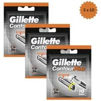 Gillette Rasierklingen Contour Plus, 30-tlg., 3 x 10 Stk., 2-Klingen Komfort-System & Lubrastrip-Technologie