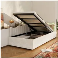 Furnishings Home Polsterbett Kinderbett LED Stauraumbett (Geeignet für Jugendliche und Kinder, Hydraulisch hebbarer Stauraum), Mit LED-Beleuchtung, Lattenrost, Samt, 90x200 cm