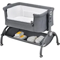 COSTWAY Beistellbett, Stubenwagen, 7 Fach höhenverstellbar, Babybett