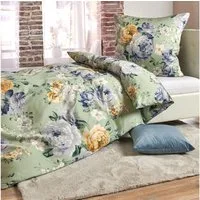 TRAUMSCHLAF Bettwäsche Rosi grün, Mako Satin, 2 teilig, besonders angenehm weiche Qualität