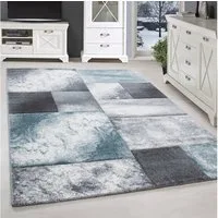 SIMPEX24 Teppich Kariert Design, Läufer, Höhe: 13 mm, Designer Wohnzimmer Teppich Kurzflor Konturenschnitt Kariert Design