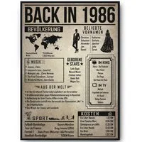 Tigerlino Poster Geschenk Männer Frauen, Geburtstag Rückblick Zeitreise Geschenkidee, 40. Geburtstag Jahrgang 1986, Bild