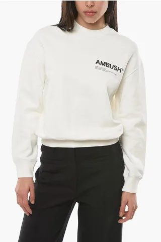 Crewneck WORKSHOP Sweatshirt mit Logo-Print in Weiß