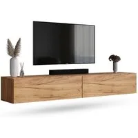 Planetmöbel TV-Schrank West TV-Board, Fernsehtisch 200 cm lang, TV-Lowboard (für Fernseher bis 55 Zoll, TV Schrank viel Stauraum, 2-St., sideboard hängend, Fernsehschrank 2x 100 x 30 x 37,5 cm) gold eiche