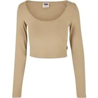 URBAN CLASSICS Langarmshirt Urban Classics Damen Ladies Organic Wide Neck Cropped Longsleeve (1-tlg)