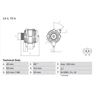 Bosch Lichtmaschine Seat Skoda VW 0986038070