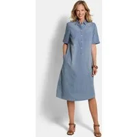 GOLDNER Sommerkleid Baumwollkleid mit heller Waschung Midikleid mit Hemdkragen, Knopfleiste, Taschen, Knielänge und Halbarm