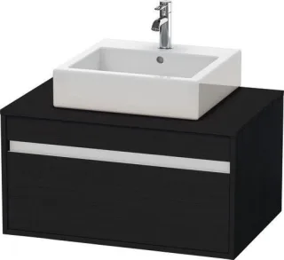 Duravit Ketho Konsolenwaschtischunterbau wandhängend Eiche Schwarz Matt 800x550x426 mm - KT669401616 KT669401616