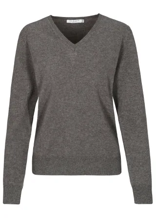 IN LINEA - NOS Pullover, V-Ausschnitt 706 taupe mel. - Gr. - 38