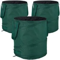 relaxdays Gartengerätehalter 3er Set Laubsack Selbstaufstellend 85L