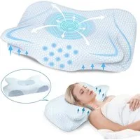 SURFOU Nackenstützkissen Seitenschläferkissen Nackenkissen Ergonomisches kopfkissen Stillkissen, Füllung: 100% Memory Foam, Seitenschläfer, Rückenschläfer, Nackenstützkissen, Komfortables Nackenstützkissen für Seitenschläfer & Rückenschläfer, Waschba
