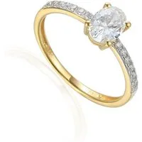 Stella-Jewellery Solitärring 585er Gelbgold Damenring Solitair mit Zirkonia Gr. 54 (Ring mit Zirkonia, Zirkonia - inkl. Etui), Ovalschliff